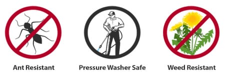 pressure washer safe, weed resistant, ant resistant, one time application